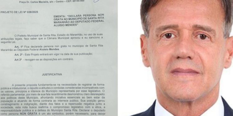 Câmara de Santa Rita Declara Deputado Aluisio Mendes Persona Non Grata