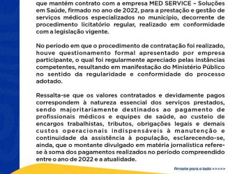 Prefeitura de Chapadinha esclarece contrato com empresa de serviços médicos